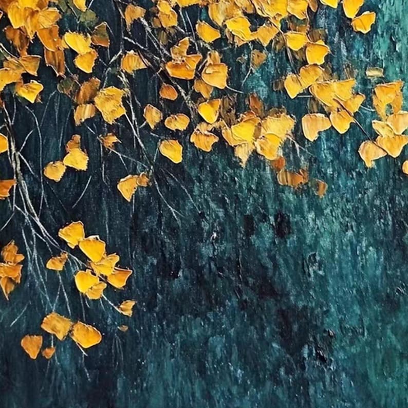 Golden Canopy - Textured Autumn Leaves Oil Painting