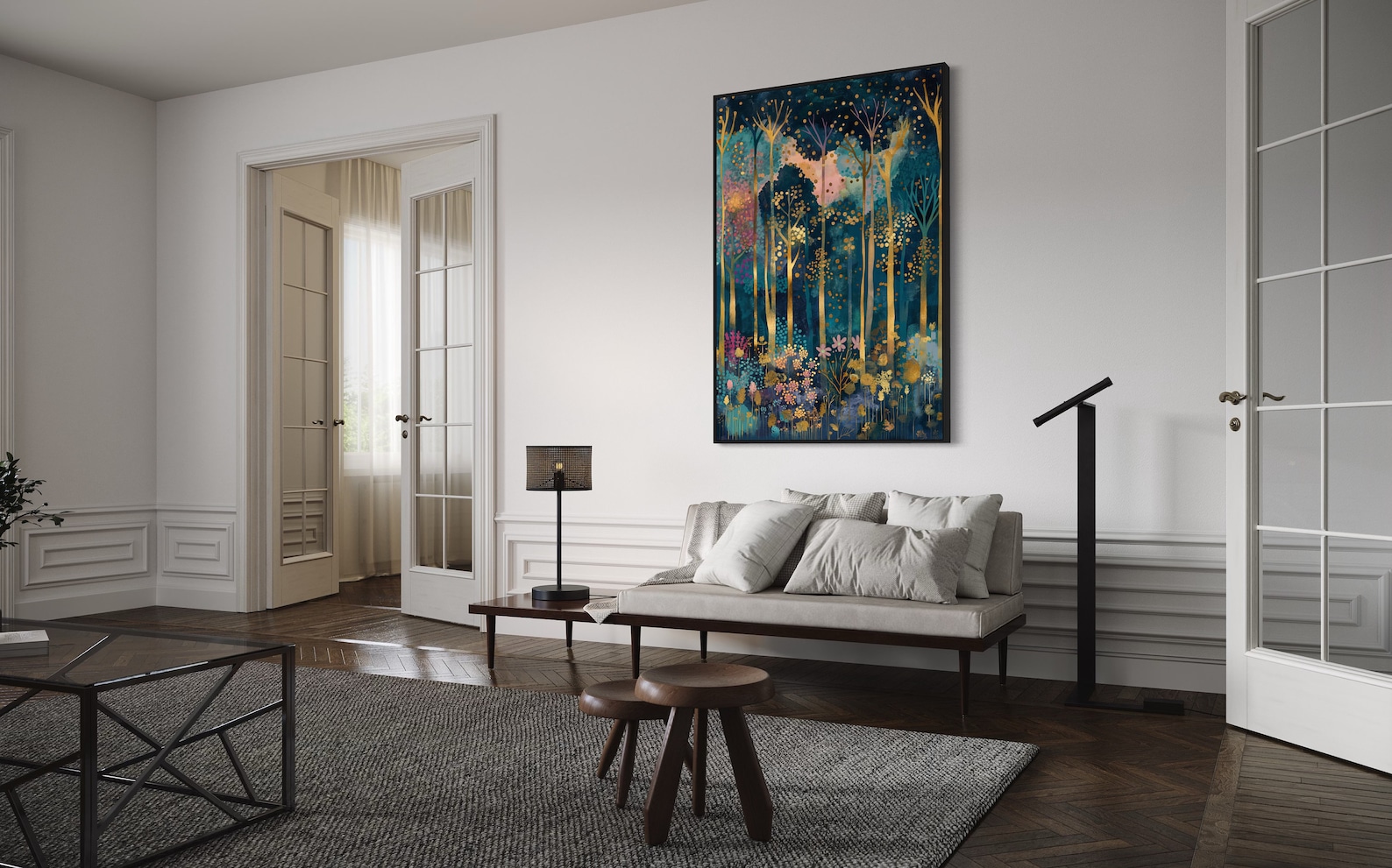 Golden Forest - Colorful Textured Forest Wall Art