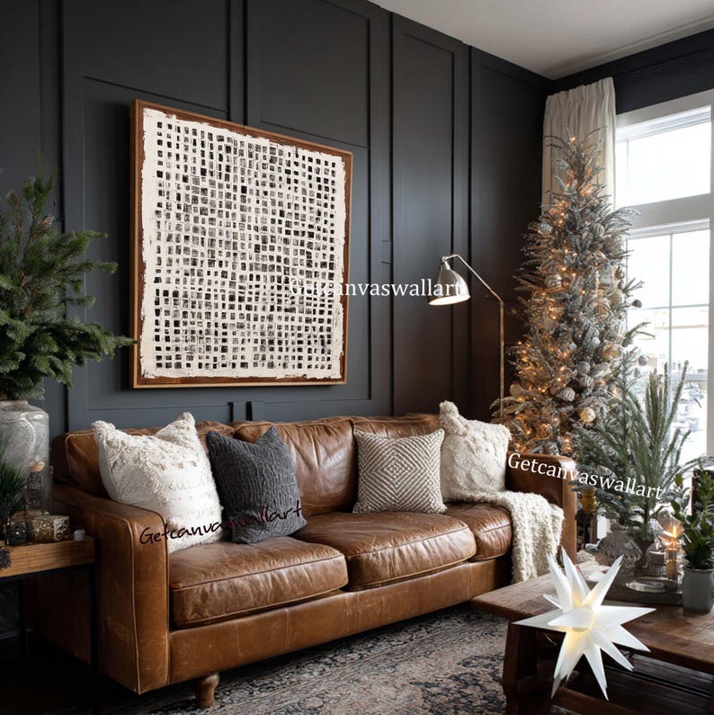 Quiet Grid - Black and White Textured Abstract Wall Art