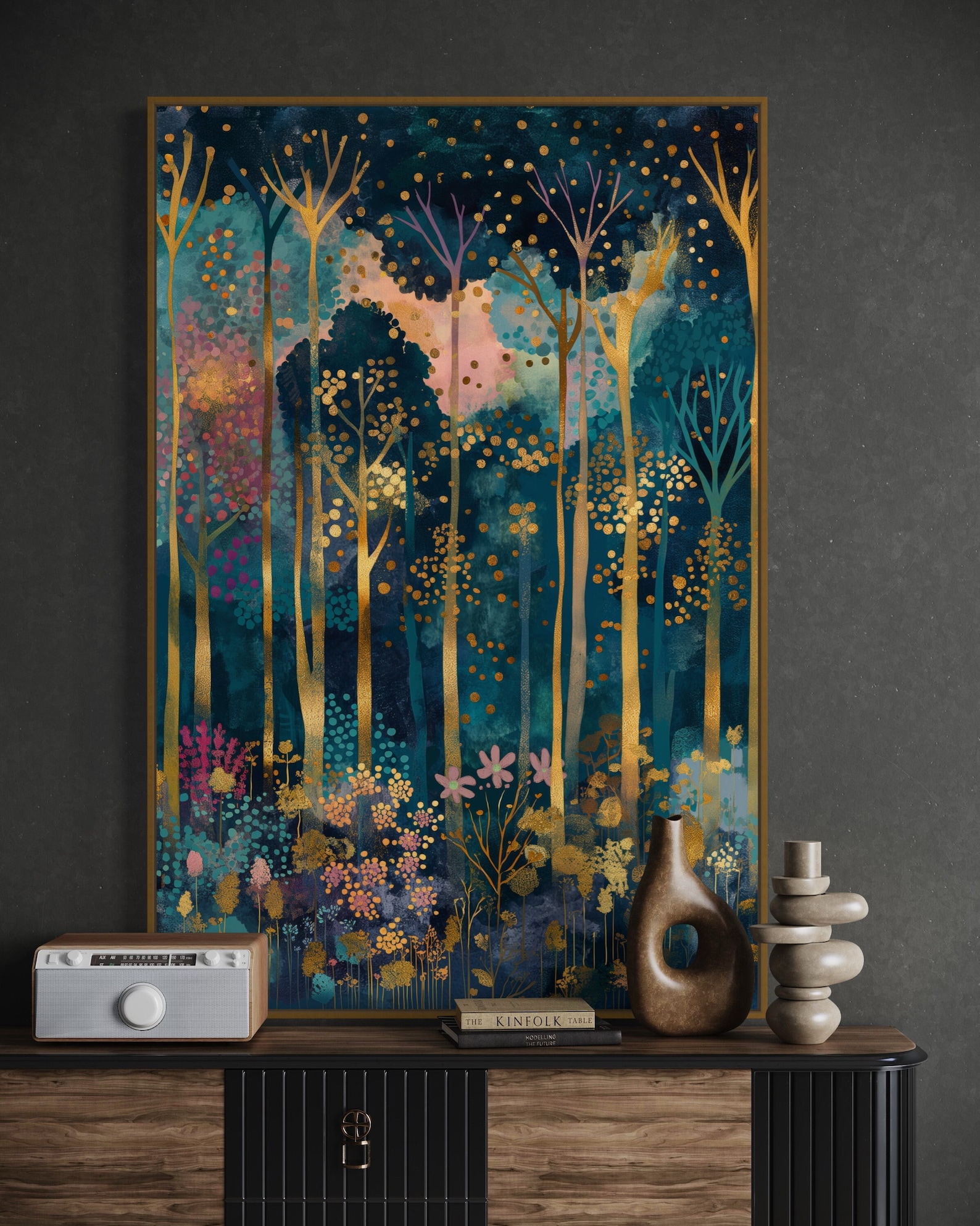 Golden Forest - Colorful Textured Forest Wall Art