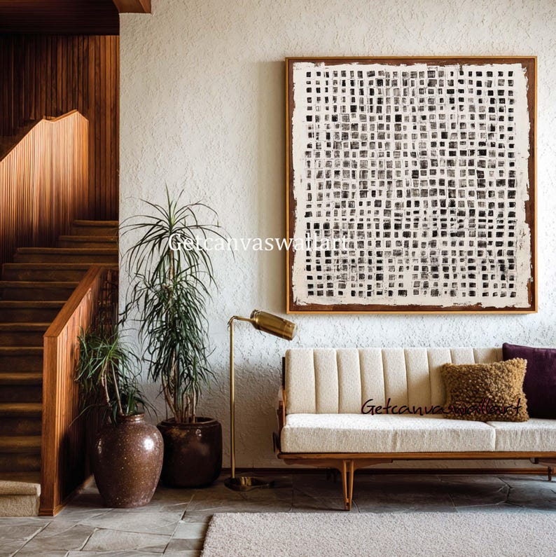 Quiet Grid - Black and White Textured Abstract Wall Art