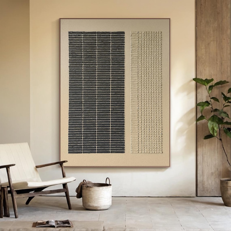 Silent Order - Textured Black Grid Abstract Wall Art