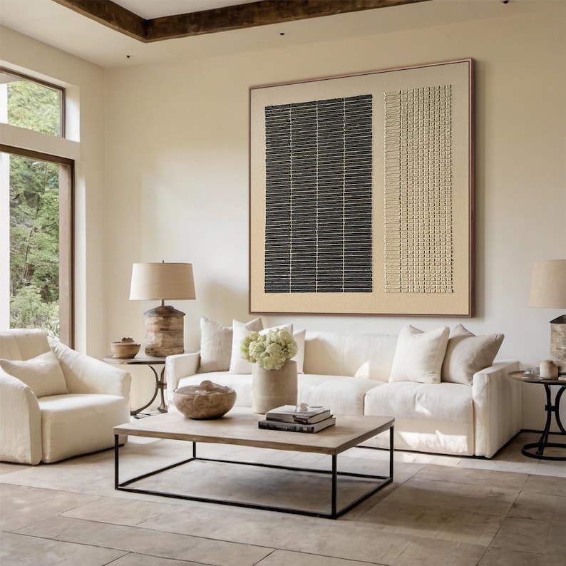 Silent Order - Textured Black Grid Abstract Wall Art