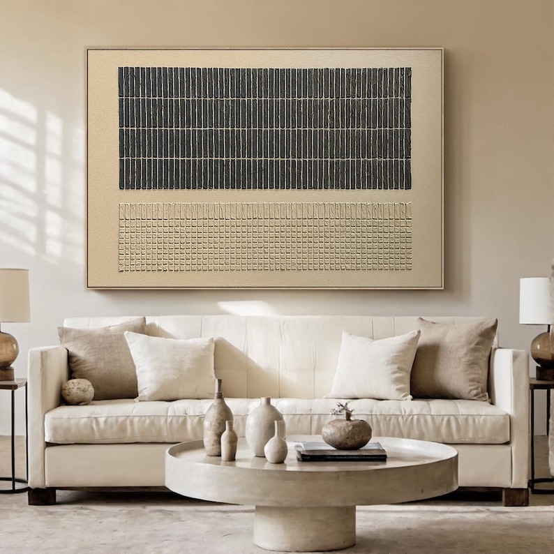 Silent Order - Textured Black Grid Abstract Wall Art