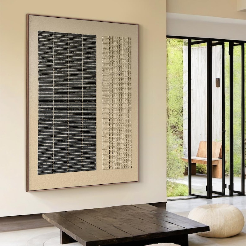 Silent Order - Textured Black Grid Abstract Wall Art