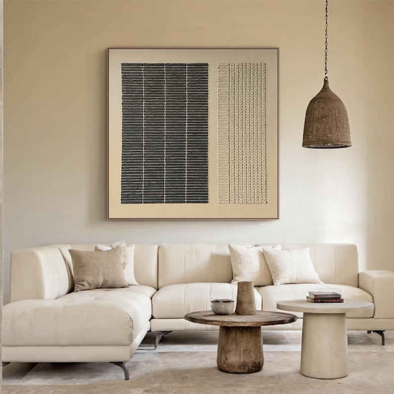 Silent Order - Textured Black Grid Abstract Wall Art