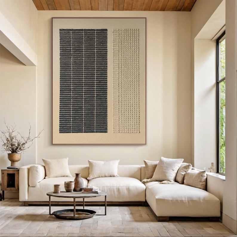 Silent Order - Textured Black Grid Abstract Wall Art