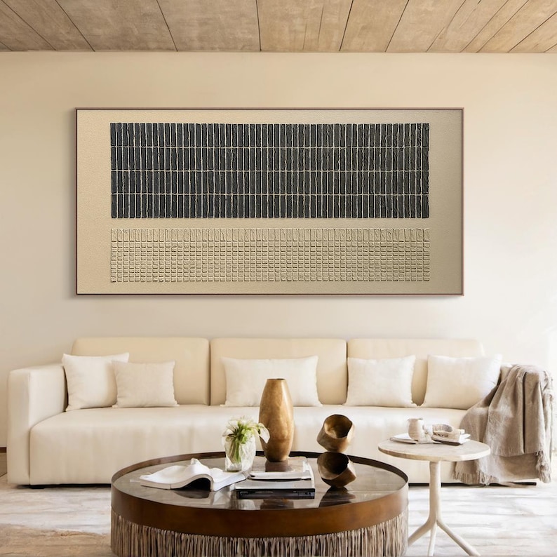Silent Order - Textured Black Grid Abstract Wall Art