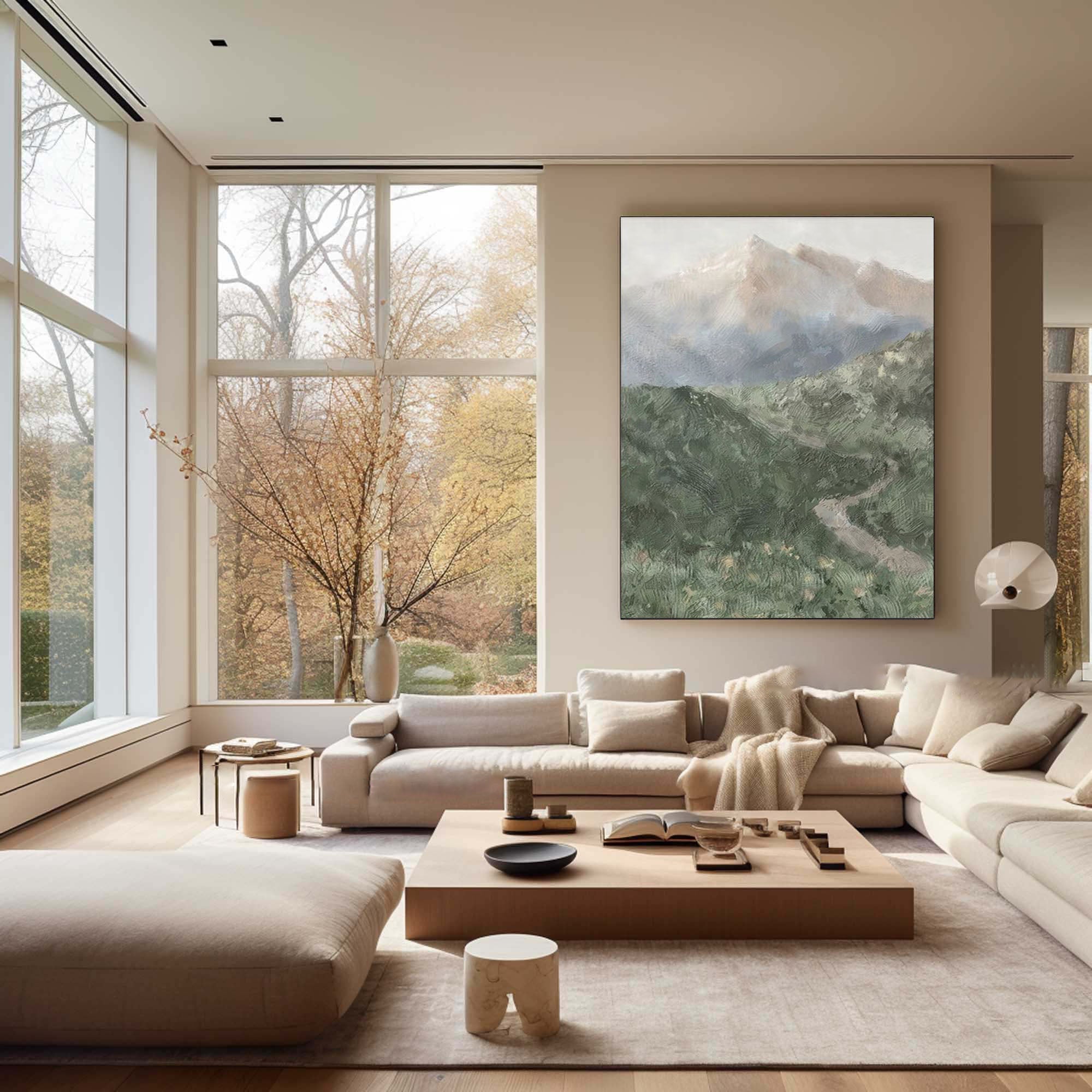 Misty Mountain Path Abstract Painting