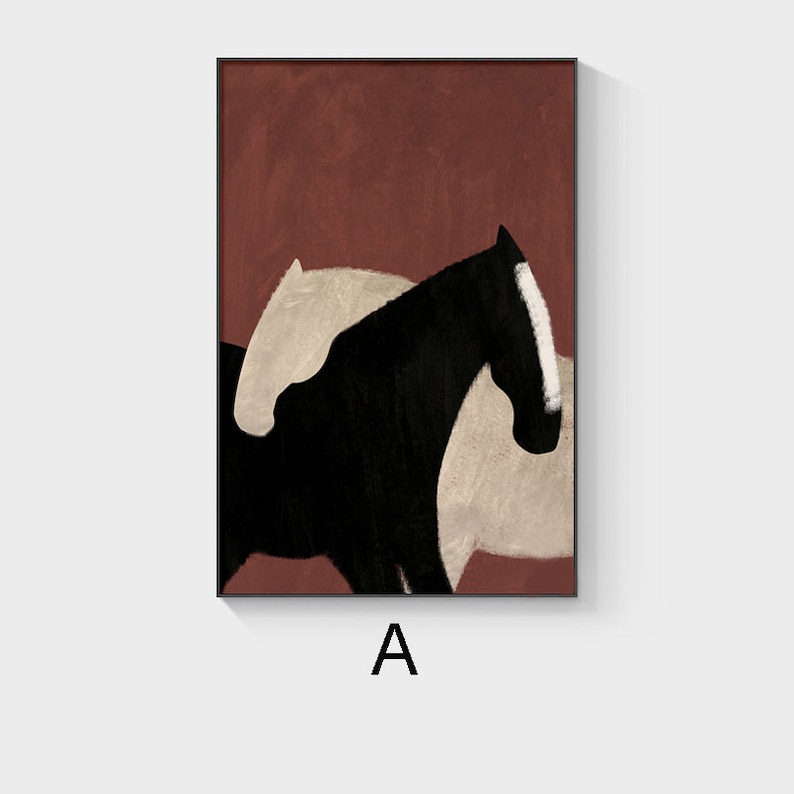 Dual Form — Minimal Figurative Horse Oil Painting for Modern Wall Art