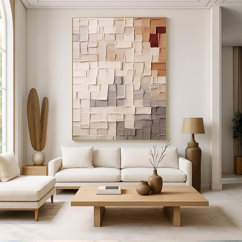 Soft Tactile Harmony - Textured Beige Abstract Canvas Art for Contemporary Living Spaces