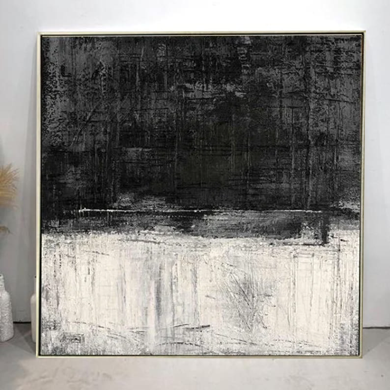 Silent Divide — Minimal Textured Abstract Oil Painting for Modern Wall Art