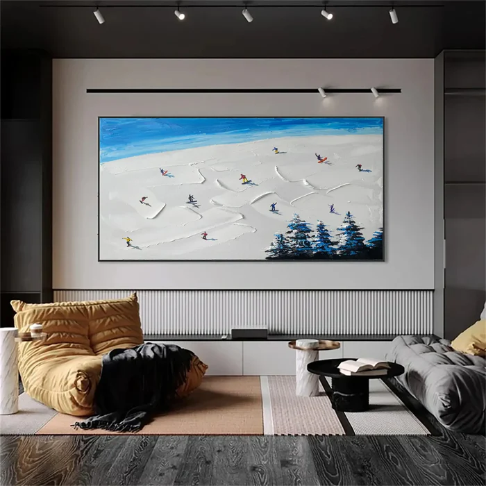 White Drift – Minimalist Skiing Slope Canvas