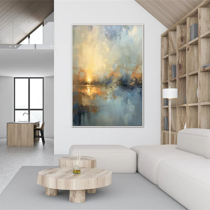 Tranquil Drift – Modern Abstract Landscape Wall Art for Living Room