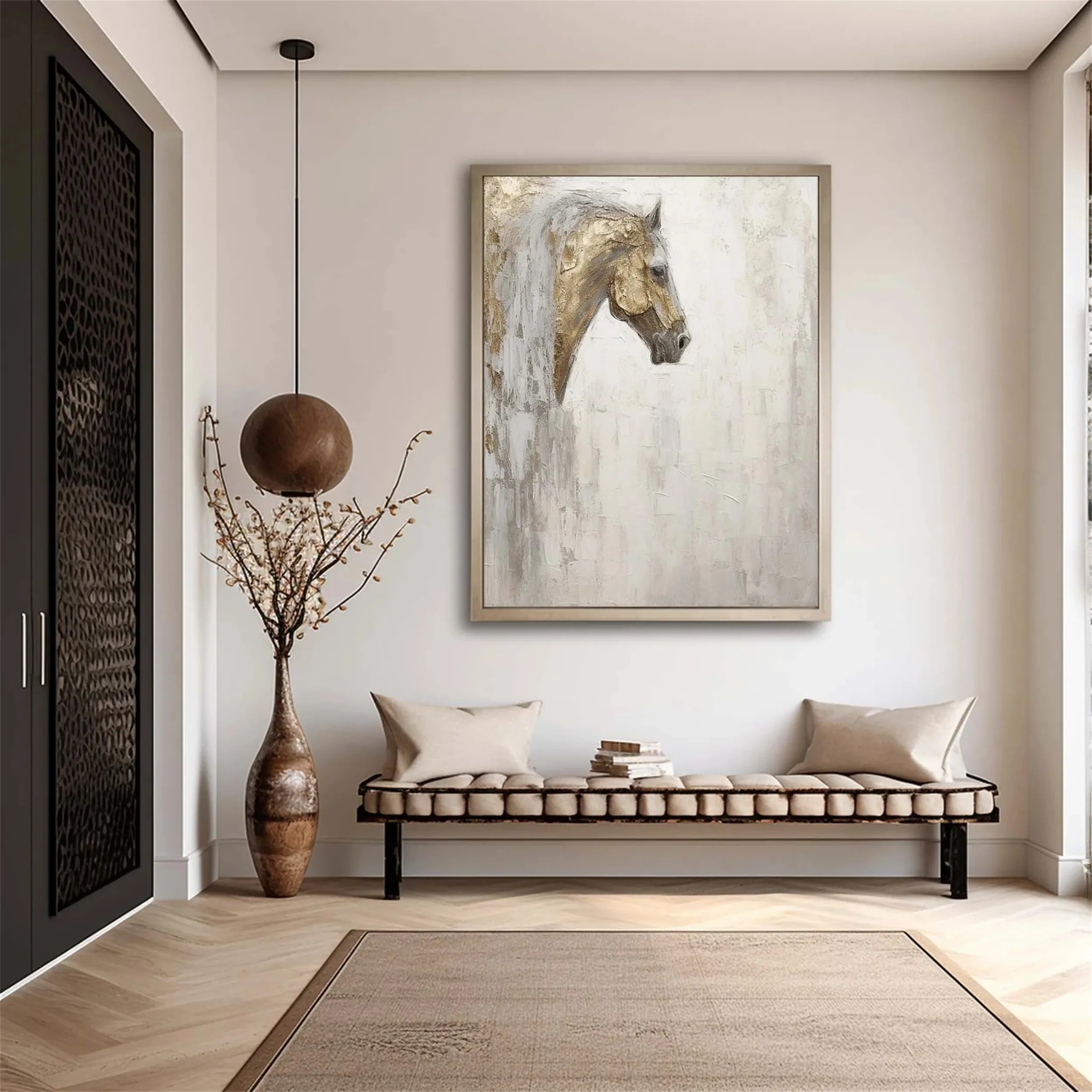 Golden Grace – Textured Horse Portrait Canvas Art