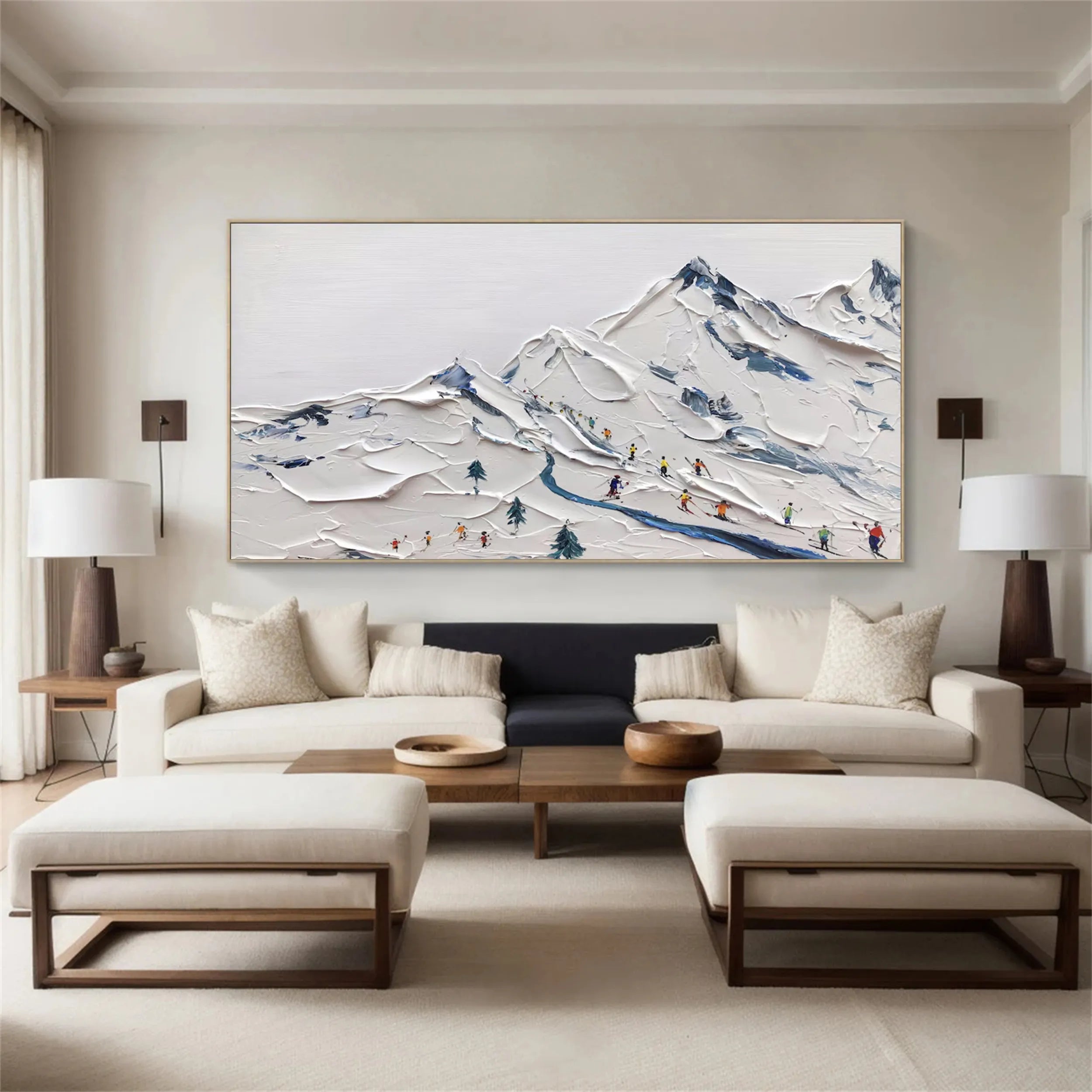 Winter Glide – Textured Snow Mountain Painting