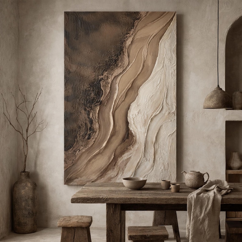 Natural Flow - Textured Abstract Canvas Art in Earthy Tones