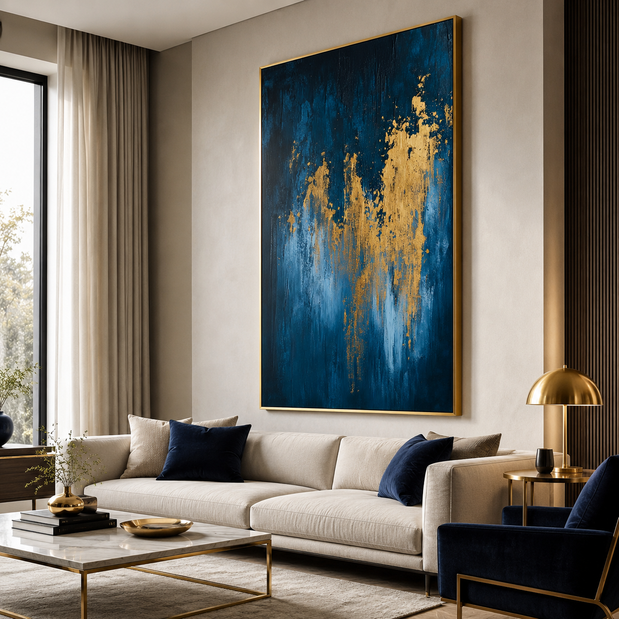 Golden Abyss – Hand-Painted Abstract Oil Painting, Modern Textured Wall Art for Living Room