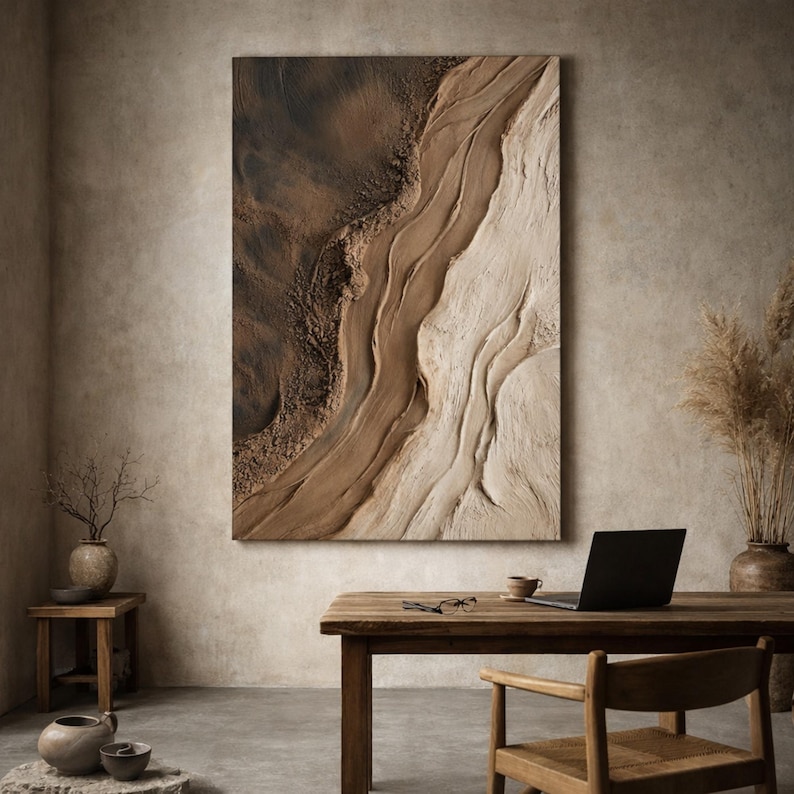 Natural Flow - Textured Abstract Canvas Art in Earthy Tones