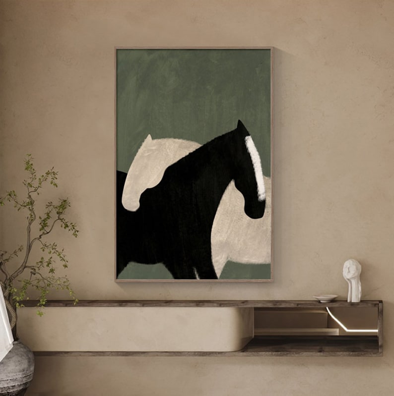 Muted Form — Minimal Figurative Horse Oil Painting for Modern Wall Art