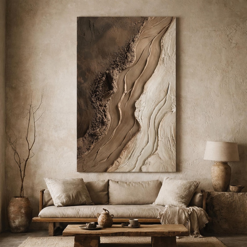 Natural Flow - Textured Abstract Canvas Art in Earthy Tones