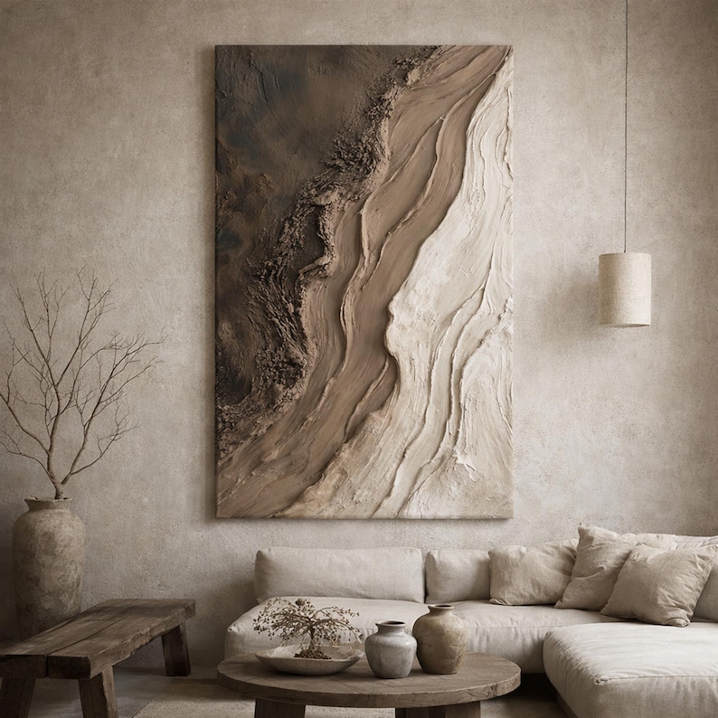 Natural Flow - Textured Abstract Canvas Art in Earthy Tones