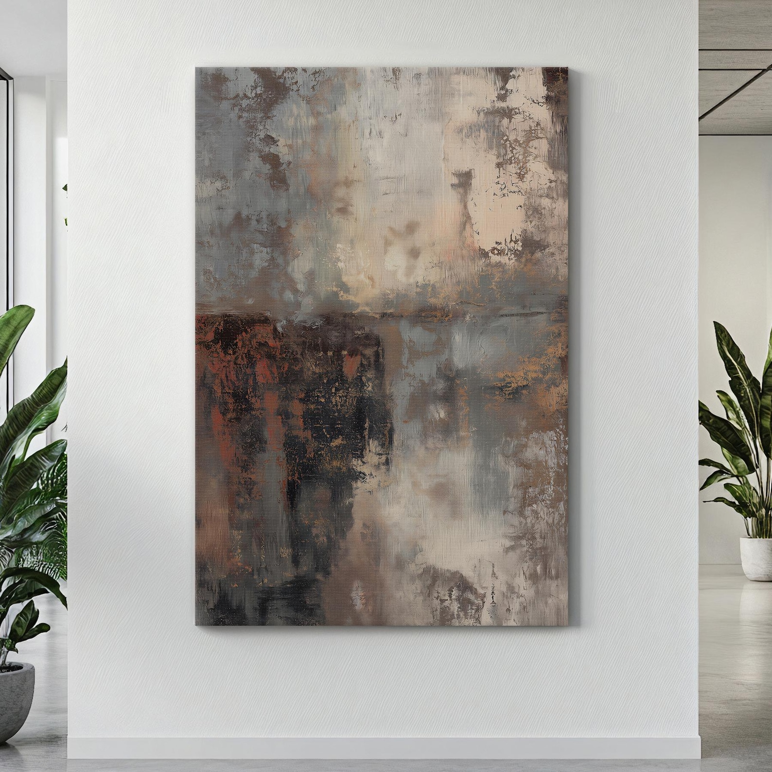 Silent Horizon – Hand-Painted Neutral Textured Abstract Wall Art