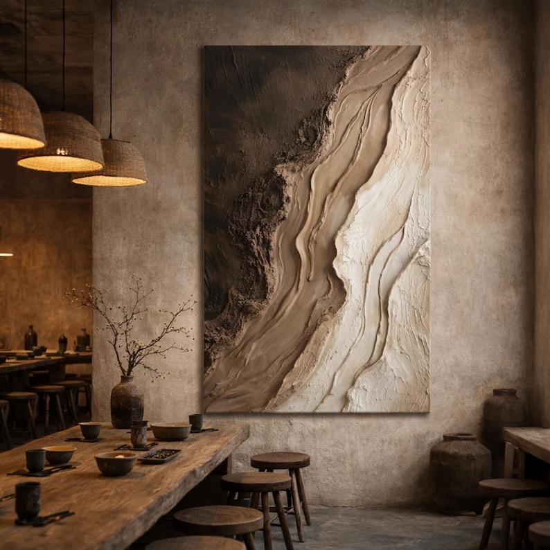 Natural Flow - Textured Abstract Canvas Art in Earthy Tones