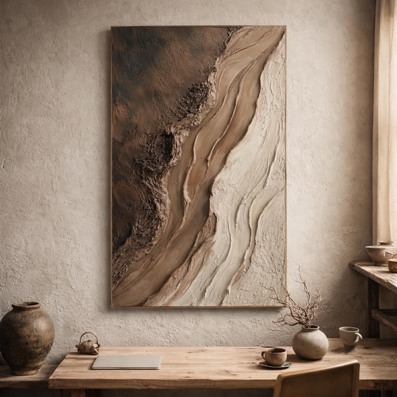 Natural Flow - Textured Abstract Canvas Art in Earthy Tones