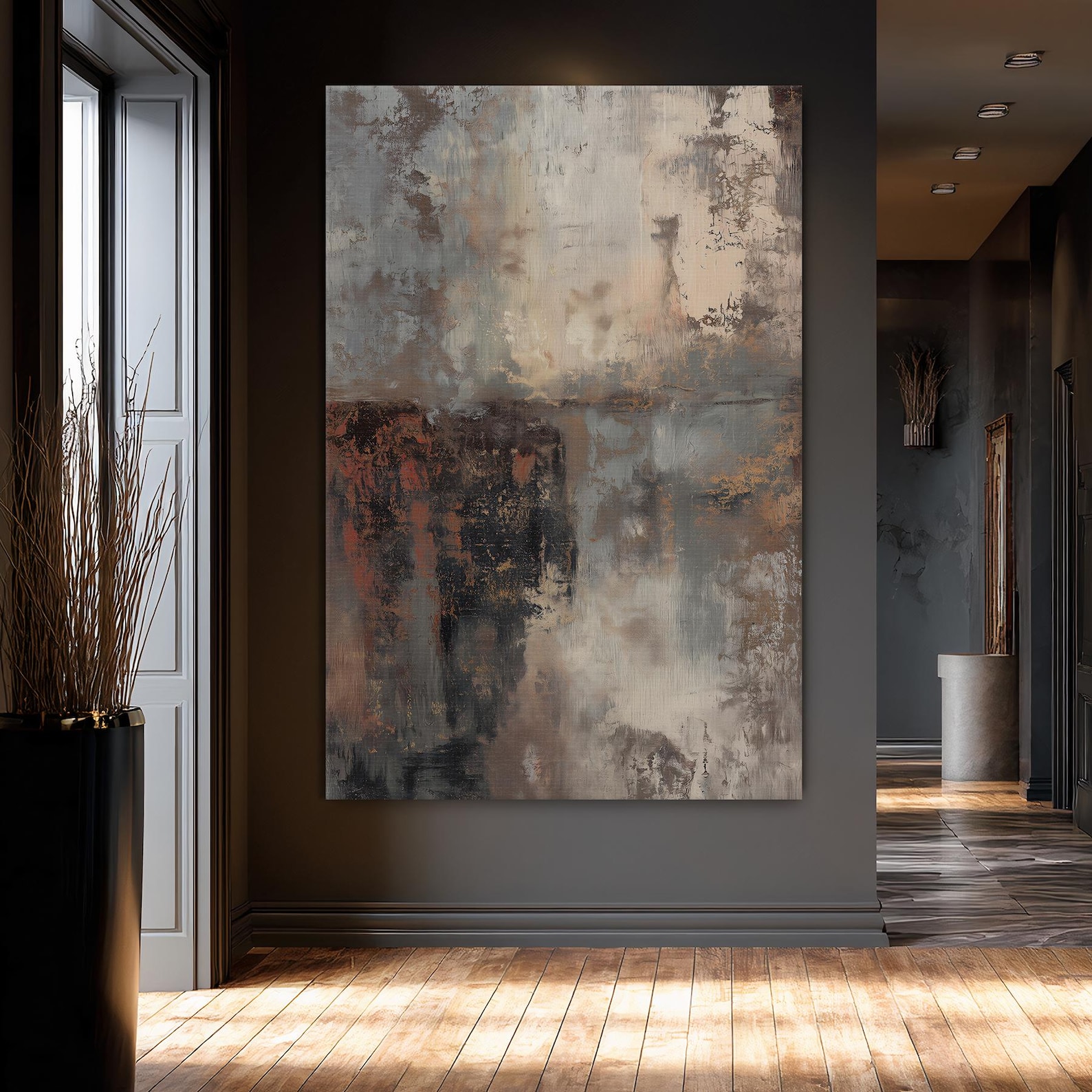 Silent Horizon – Hand-Painted Neutral Textured Abstract Wall Art
