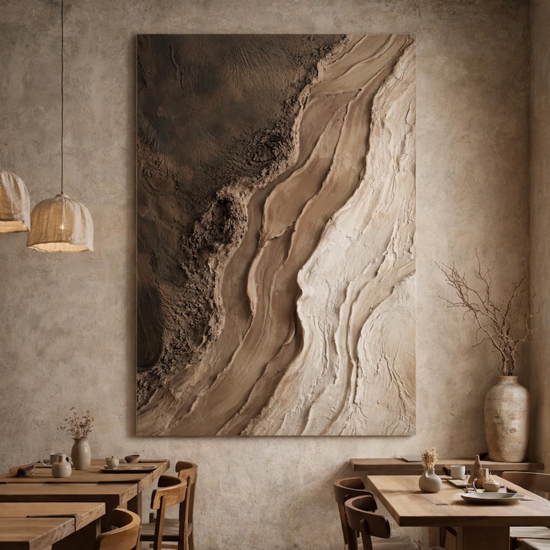 Natural Flow - Textured Abstract Canvas Art in Earthy Tones