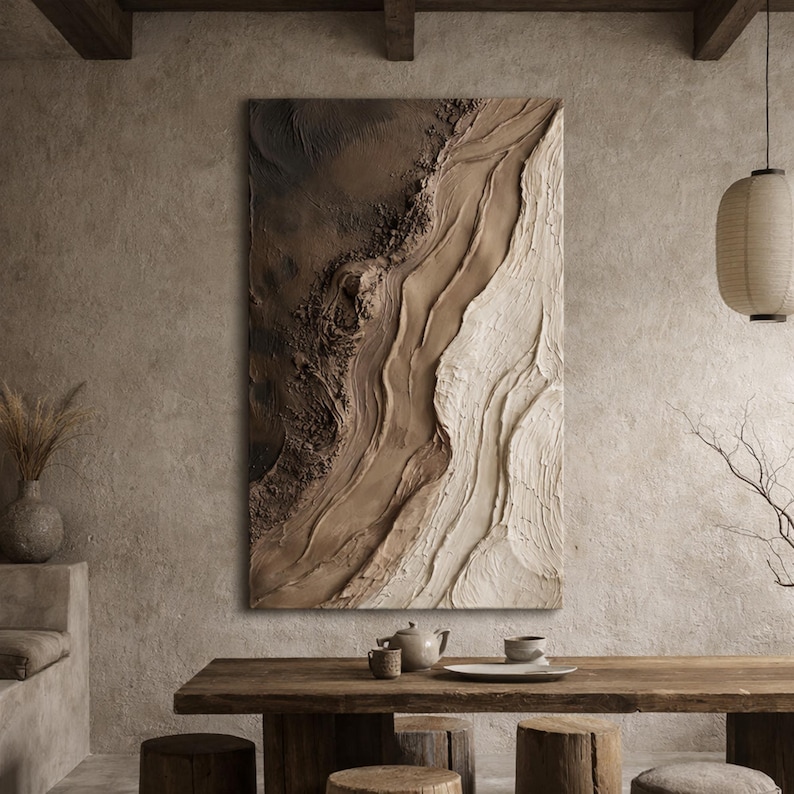 Natural Flow - Textured Abstract Canvas Art in Earthy Tones