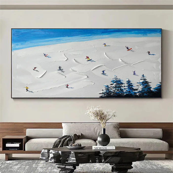 White Drift – Minimalist Skiing Slope Canvas