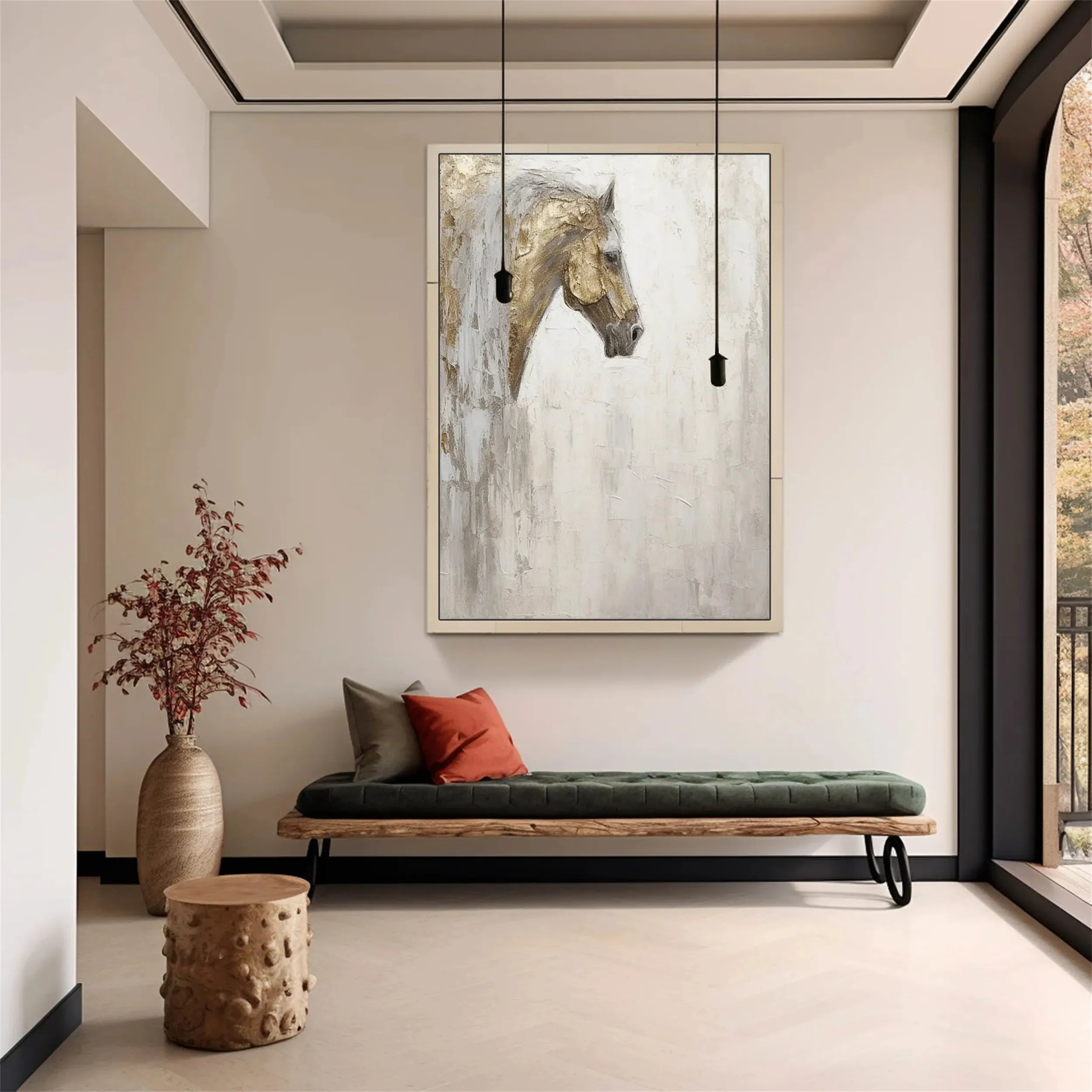 Golden Grace – Textured Horse Portrait Canvas Art
