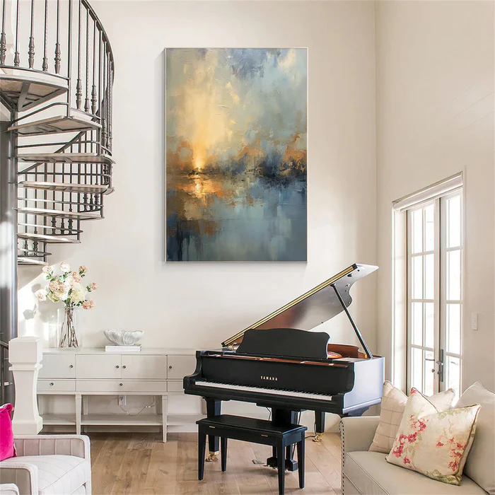 Tranquil Drift – Modern Abstract Landscape Wall Art for Living Room