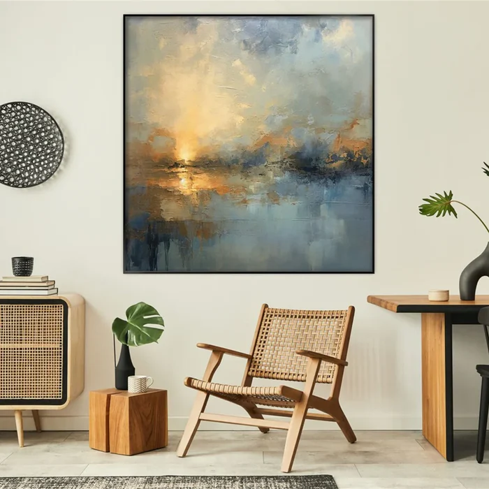 Tranquil Drift #2 – Abstract Sunset Landscape Wall Art for Modern Living Room