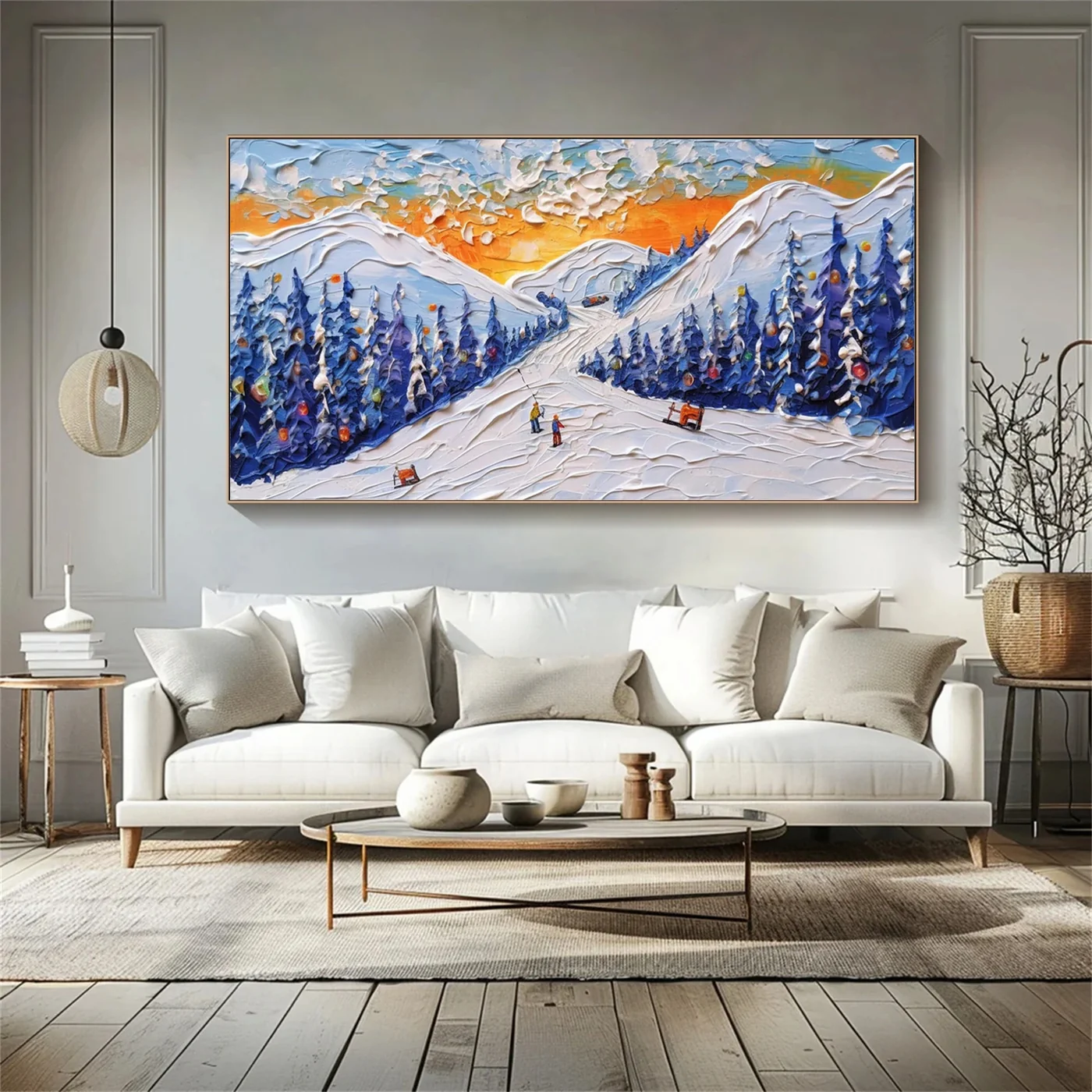 Twilight Slopes – Snowy Sunset Ski Painting
