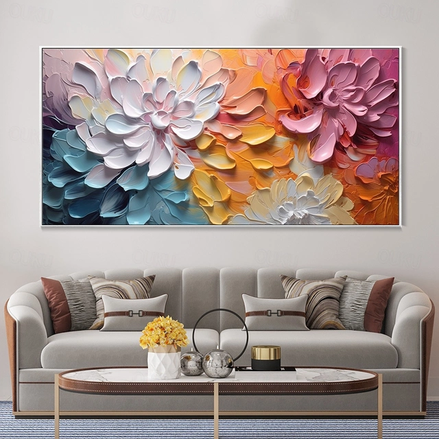 Blooming Radiance – 3D Textured Abstract Floral Wall Art