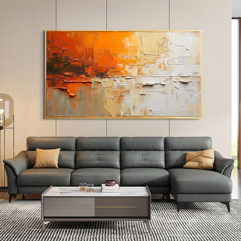 Golden Ember – Modern Textured Abstract Oil Painting on Canvas