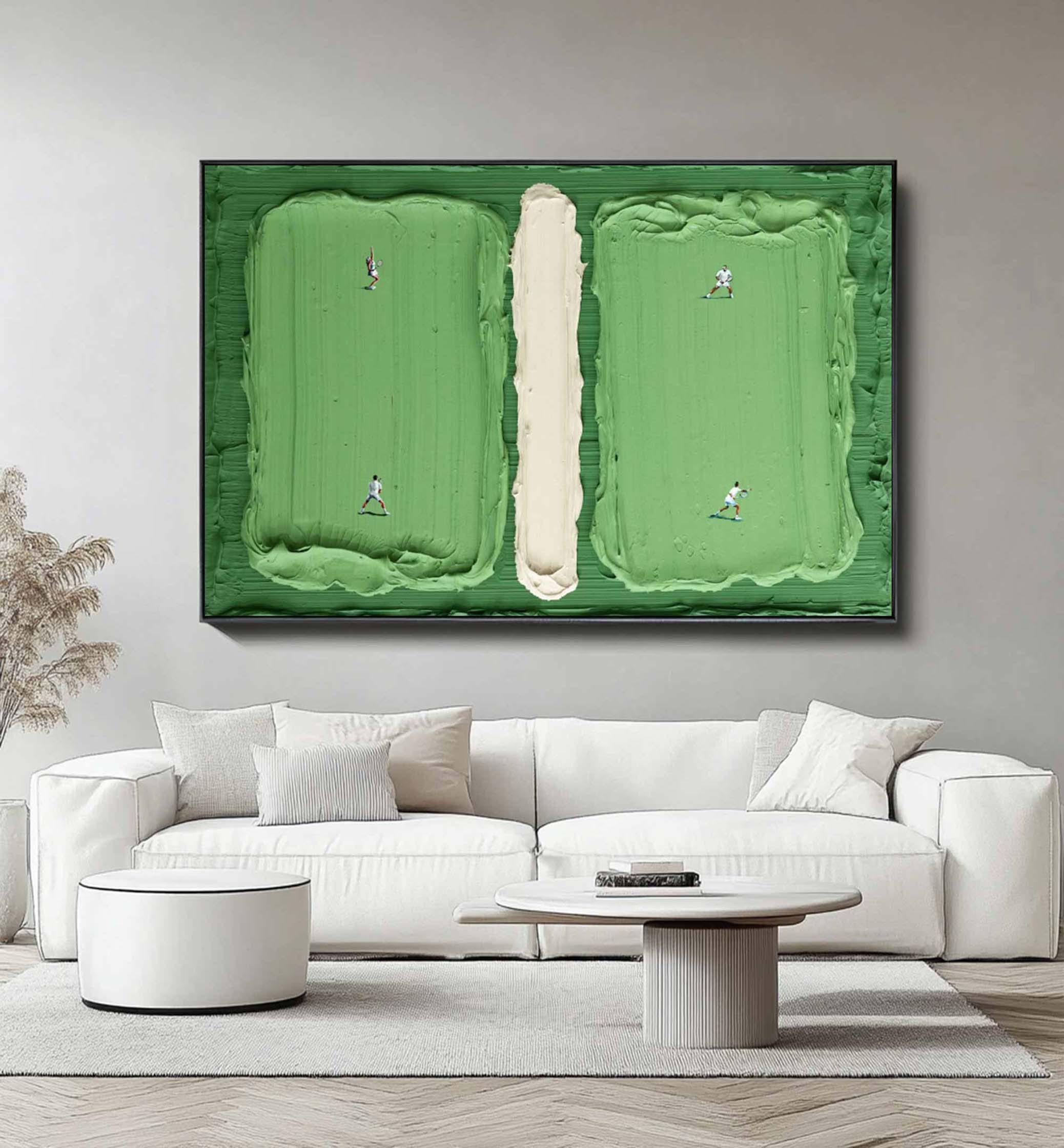 Match Point – Textured Abstract Tennis Court Wall Art for Modern Home Decor