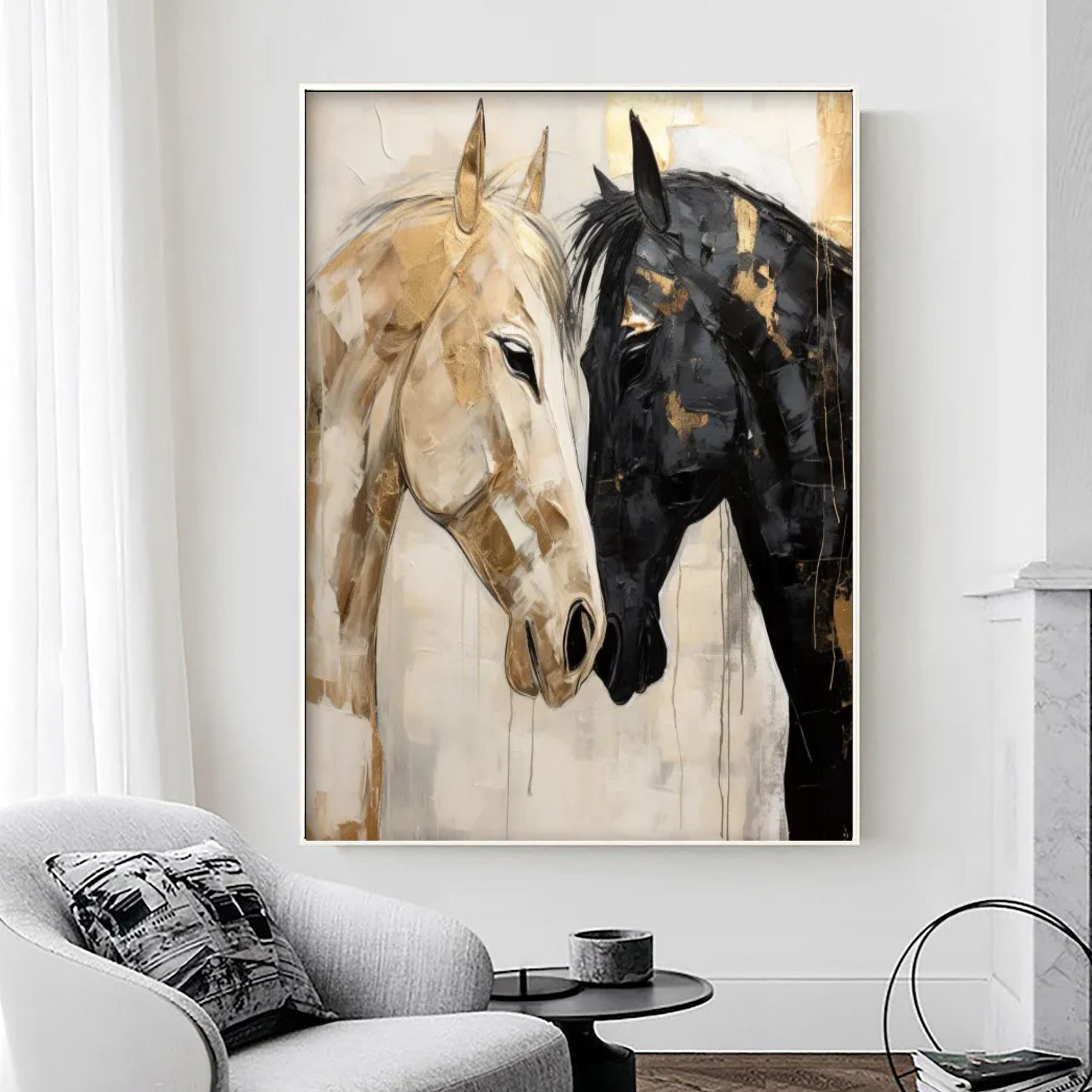 Gold & Shadow | Abstract Modern Horse Wall Art