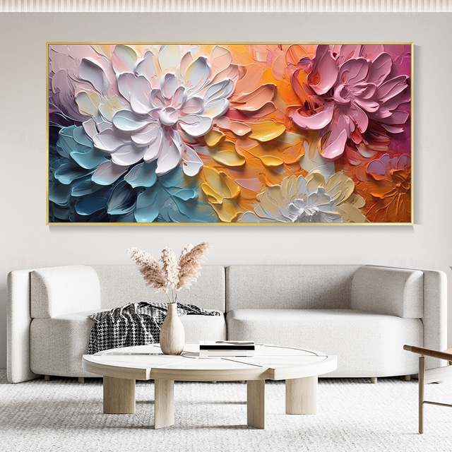 Blooming Radiance – 3D Textured Abstract Floral Wall Art