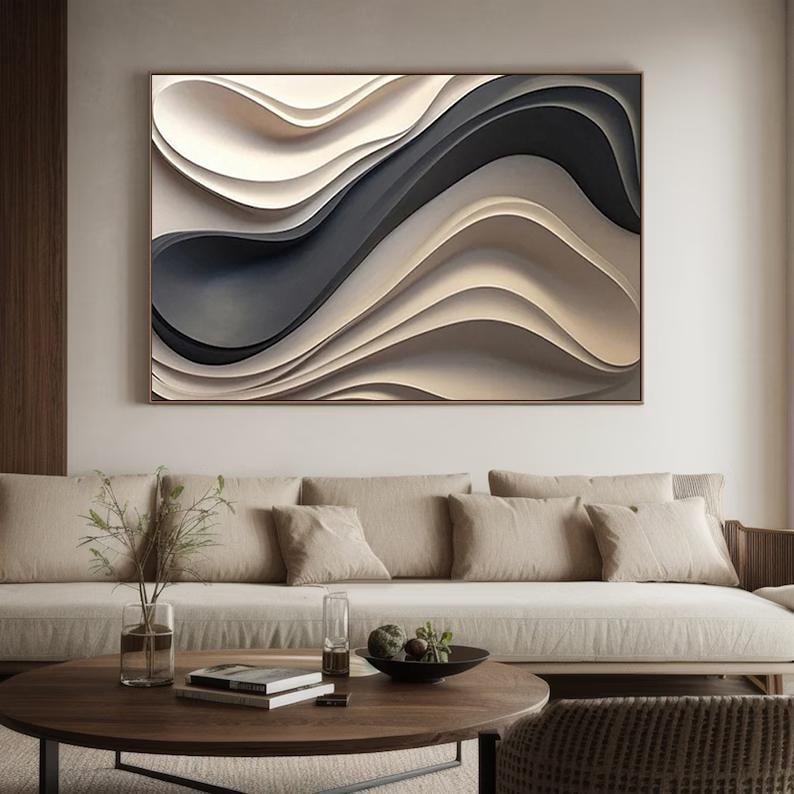 Layered Horizon – Large Horizontal Textured Abstract Wall Art