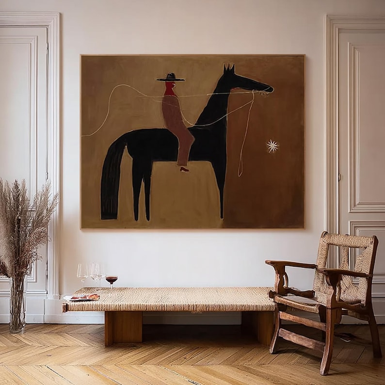 Thread of Silence — Figurative Abstract Horse Oil Painting for Modern Wall Art