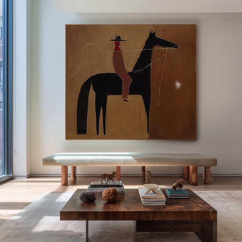 Thread of Silence — Figurative Abstract Horse Oil Painting for Modern Wall Art