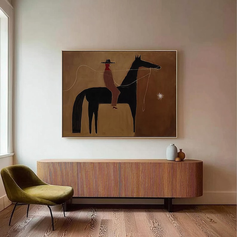 Thread of Silence — Figurative Abstract Horse Oil Painting for Modern Wall Art