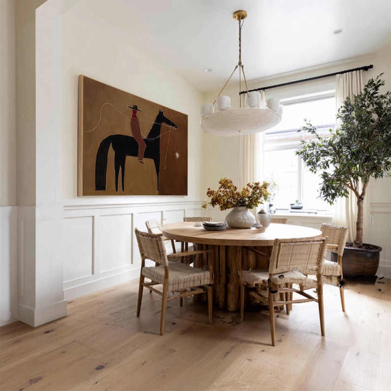 Thread of Silence — Figurative Abstract Horse Oil Painting for Modern Wall Art