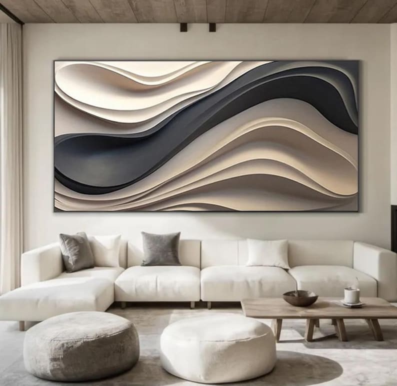Layered Horizon – Large Horizontal Textured Abstract Wall Art