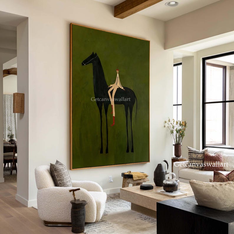 Quiet Companion — Figurative Abstract Oil Painting for Modern Interior Wall Art