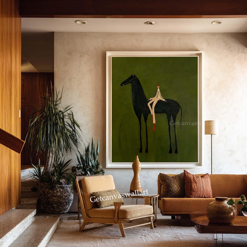 Quiet Companion — Figurative Abstract Oil Painting for Modern Interior Wall Art